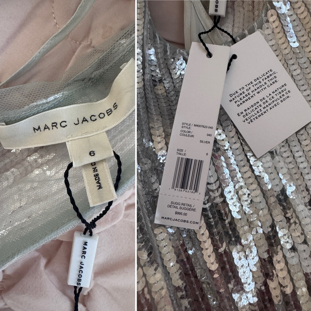 Marc Jacobs Runway NWT silver sequin midi dress with black detachable belt - Picture 13 of 15